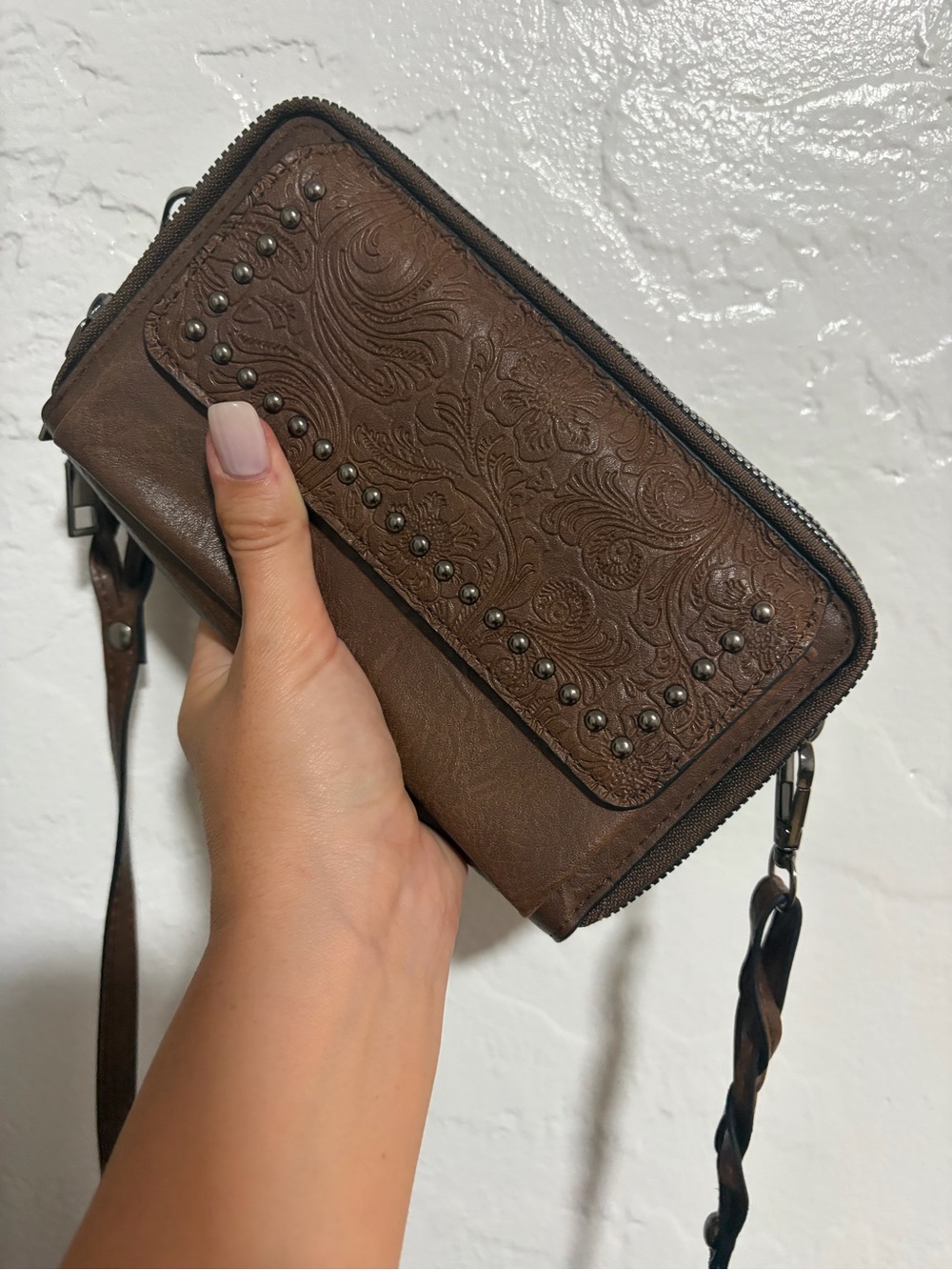 Brown Crossbody Wallet Bag - Women's Bag